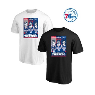 เสื้อยืดคอกลม แขนสั้น พิมพ์ลายการ์ตูน NBA Philadelphia 76ers Embiid Simmons พลัสไซซ์ สําหรับทุกเพศ