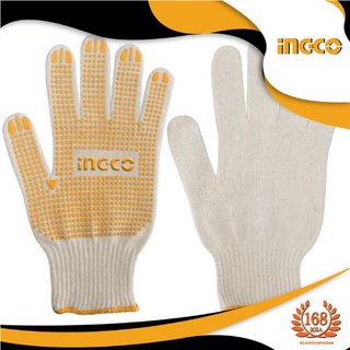 INGCO ถุงมือผ้า กันลื่น ถุงมือเคลือบยางลายจุด Cotton เกรด A ไซส์ XL รุ่น HGVK05 (Cotton Knitted Gloves)