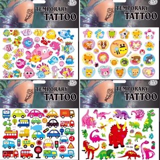 Tattoo การ์ตูน แทททูลายการ์ตูน สีสันสดใส แผ่นใหญ่ 1 แผ่นได้ตัวการ์ตูนมากถึง 15-20 ตัว เล่นสนุก เสริมสร้างจินตนาการ