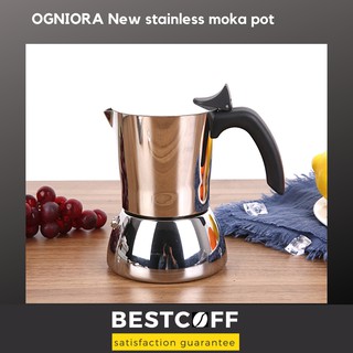 BESTCOFF หม้อต้มเอสเปรสโซ่ หม้อต้มสเตนเลส ปลอดภัยต่อสุขภาพ ไม่เป็นสนิม stainless moka pot