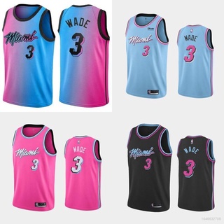 เสื้อกีฬาแขนกุด ลายทีม NBA Jersey Miami Heat No.3 WADE สไตล์คลาสสิก พลัสไซซ์ สําหรับผู้ชาย และผู้หญิง