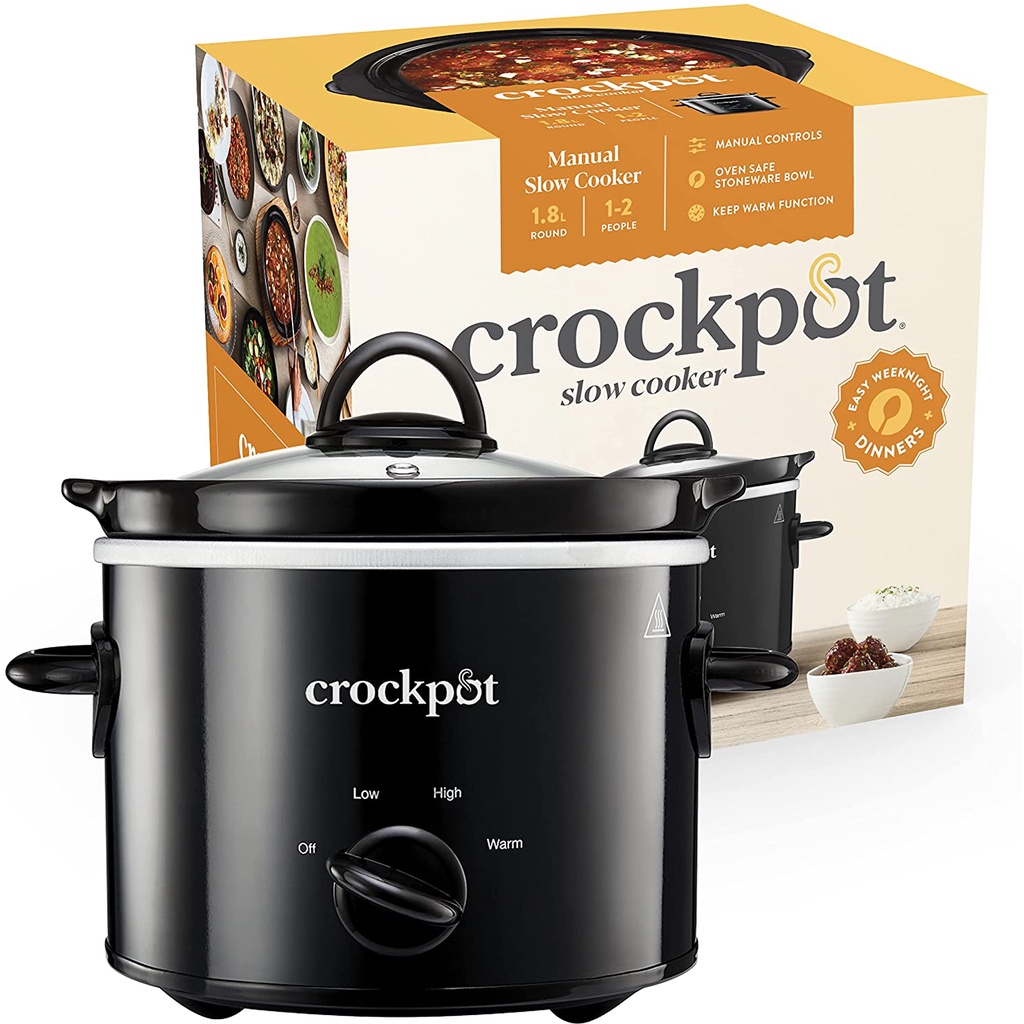 หม้อตุ๋นmini CrockPot Slow Cooker | Removable Easy-Clean Ceramic Bowl 1.8L Small Slow Cooker (Serve 