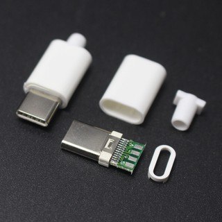 5ชุด ยูเอสบี Type C ตัวผู้ พร้อมฝาครอบพลาสติก(สีดำ/สีขาว) ขนาดมาตรฐาน USB Male Plug Connector Plastic Cover DIY