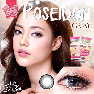 Poseidon Gray บิ๊กอาย สีเทา เทา โทนแบ๊ว ขอบดำ ลวดลายสวยงาม Kitty Kawaii เลนส์พรีเมี่ยม Contact Lens Bigeyes คอนแทคเลนส์