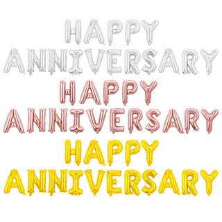 ลูกโป่ง HAPPY ANNIVERSARY 16นิ้ว วันครบรอบ สำหรับงานเซอร์ไพรส์วันครบรอบต่างๆ ครบรอบแต่งงาน พร้อมอุปกรณ์