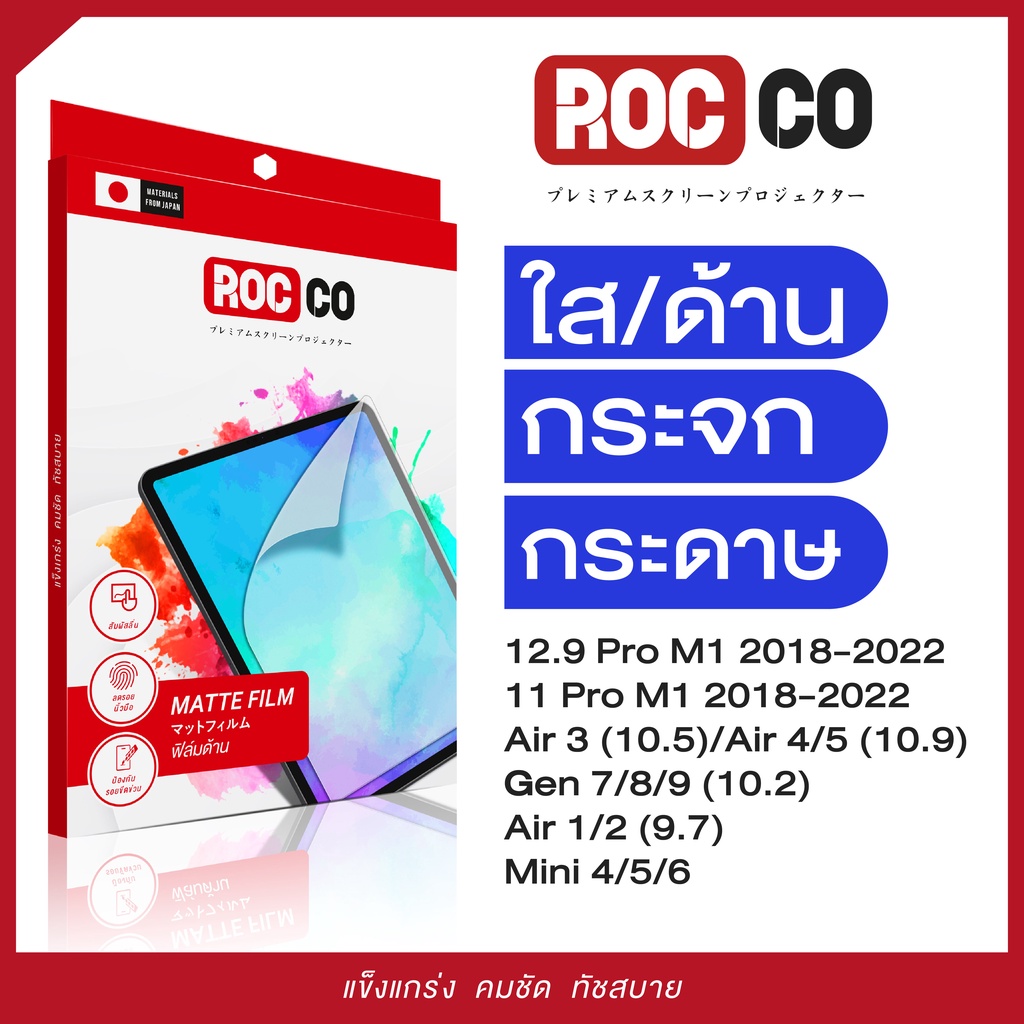 ฟิล์มกันรอย ฟิล์มใส ด้าน กระดาษ กระจก ไอแพดทุกรุ่น iPad Pro 13 2024/iPad Air 4/5/6/iPad 10.2 ทุกรุ่น