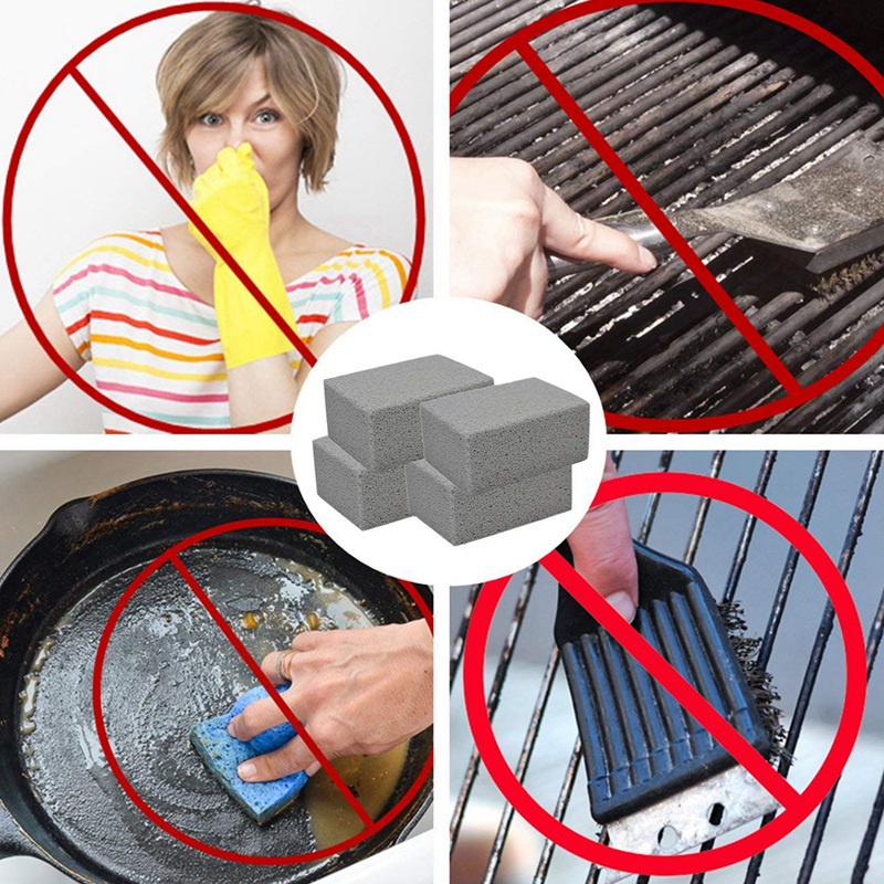 4 Pack Grill Griddle Cleaning Brick Block,Kitchen Bathroom Cleaning Pumice Block, De-Scaling Cleaning Stone for Removing Stains BBQ Cleaning