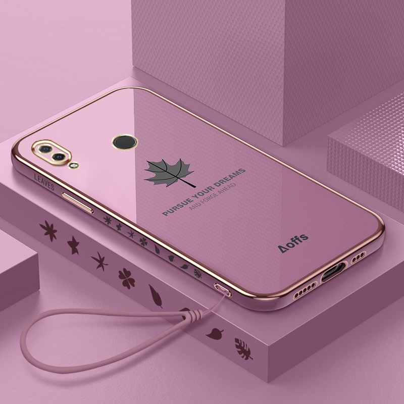 ปลอกสไตล์ใบเมเปิ้ล Huawei Nova 3i เคสโทรศัพท์ทรงสี่เหลี่ยมดีไซน์ใหม่ฝาครอบเคสชุบแบบนุ่ม
