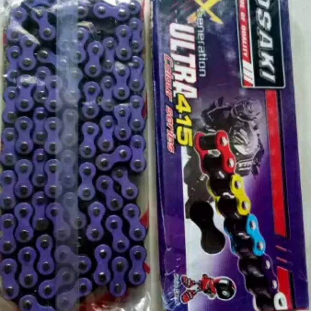 โซ่แข่ง UNGU Osaki Made In Thailand ความหนา 415 ยาว 126L to Geer 415 สีสีม่วง