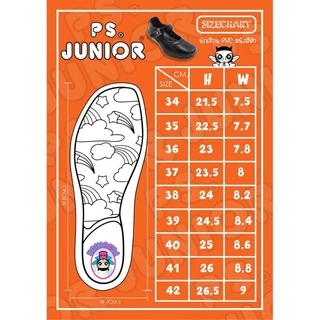 รองเท้านักเรียนผู้หญิงหนังดำยี่ห้อPs.Juniorรุ่นJF4400มีไซส์