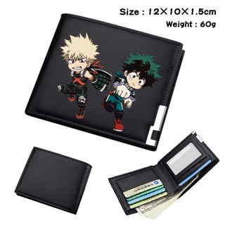 กระเป๋าสตางค์ใบสั้น กระเป๋าใส่เหรียญ ลาย My Hero Academia Midoriya Izuku Bakugou Katsuki สีดํา เรียบง่าย ของขวัญ สําหรับวัยรุ่น