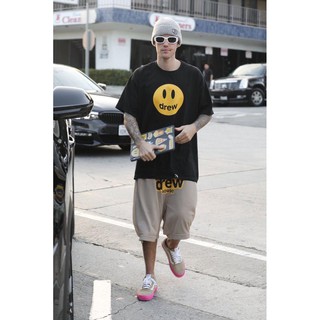 Eld เสื้อยืด ผ้าฝ้าย แขนสั้น พิมพ์ลาย Baju Kaos Kaos Smiles DREW BIEBER โอเวอร์ไซซ์ พรีเมี่ยม สําหรับผู้ชาย และผู้หญิง 24S S M L XL XXL