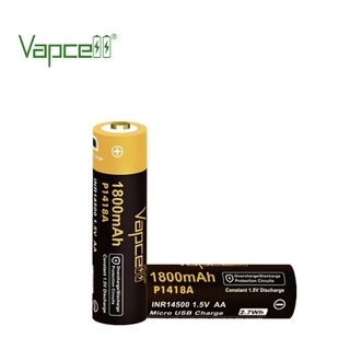 Vapcellถ่านชาร์จขนาดAA 1.5V เทียบเท่าalkaline ชาร์จผ่านUSB