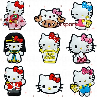 การ์ตูนอะนิเมะ Hello Kitty jibitz สําหรับ crocks แมวสี Jibbit Clog Pins ผู้หญิง crocks รองเท้า Charms อุปกรณ์ตกแต่ง