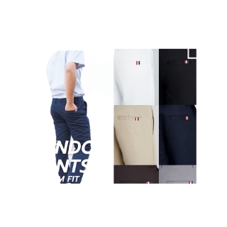 กางเกงชิโน่ ทรงกระบอกเล็ก ธง 3 สี Slim Fit รุ่น LONDON CHINO PANTS RALPH T OFFICIAL กางเกงขายาว ผู้ชาย ผ้ายืด สแลค