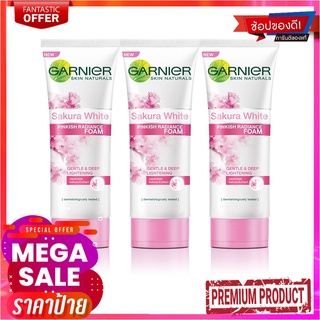 การ์นิเย่ ซากุระ ไวท์ พิงค์กิช เรเดียนซ์ เจนเทิล คลีนซิ่ง โฟม 50 มล.Garnier Sakura White Foam 50 ml x 3