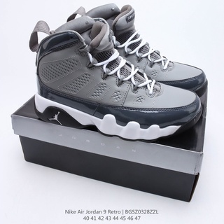 รองเท้ากีฬา รองเท้าบาสเก็ตบอล Air Jordan 9 Retro "Grey Cool" สําหรับผู้ชาย aj9 302370-015