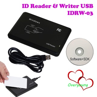 Asiali ID Card Reader and Writer with USB Interface No Need to Install Drivers IDRW3 and Free Rewritable Cards