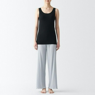 เสื้อกล้ามมีบราเสริมด้านใน Muji lyocell bra tank top (มูจิ) แท้ สีดำ