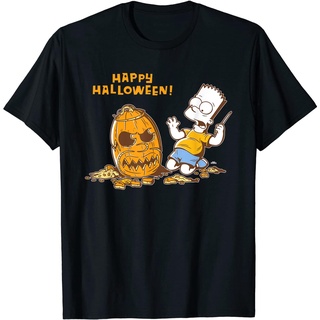 เสื้อผ้าผชเดอะซิมป์สันส์ The Simpsons Bart Carves A Homer Pumpkin Halloween T-Shirt T-Shirt คอกลม เสื้อยืดS-5XL