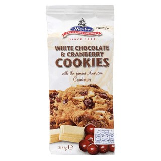 เมอร์บาคุกกี้ไวท์ช็อกโกแลตและแครนเบอร์รี่ 200กรัม Merba cookies, white chocolate and cranberries 200g.