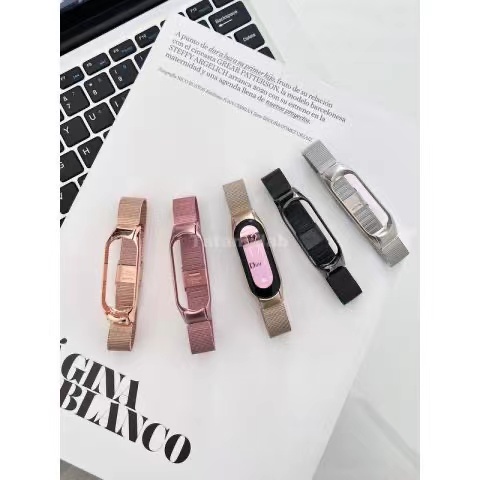 จัดส่งจากกรุงเทพ สายรัด Mi Band 8/9/10 สายรัดโลหะสแตนเลส Xiaomi Band 3 4 5 6 สายรัดแบบ Milanese Loop mi Band7