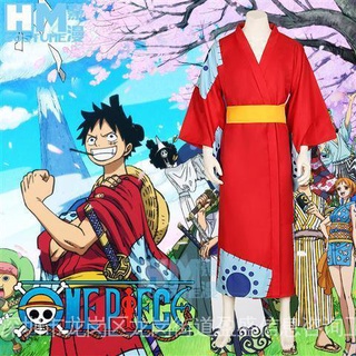 ชุดกิโมโน คอสเพลย์ อนิเมะ One Piece Wano Kingdom Luffy