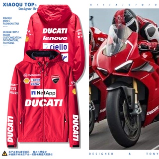 เสื้อโค้ทแจ็กเก็ต ผ้าฟลีซ มีฮู้ด ลาย DUCATI Motorcycle DUCATI MotoGp20 แฟชั่นฤดูใบไม้ร่วง และฤดูหนาว สําหรับผู้ชาย