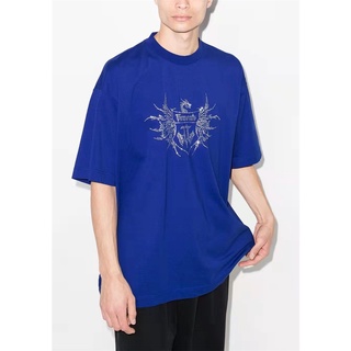 VETEMENTS 22ss Pterosaur Totem Rhine stone Logo Letter Loose round Neck Short Sleeve VTM