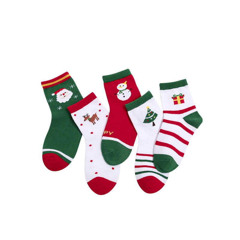 B2021 New Arrivals 5 Pairs Christmas Socks Warm and Comfortable Cotton