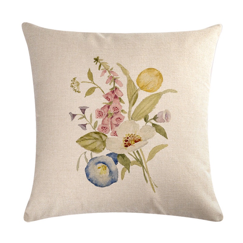 ปลอกหมอน ผ้าลินิน ลายดอกไม้ ขนาด 45x45 ซม. สําหรับตกแต่งบ้าน รถยนต์ - รูปที่ 5