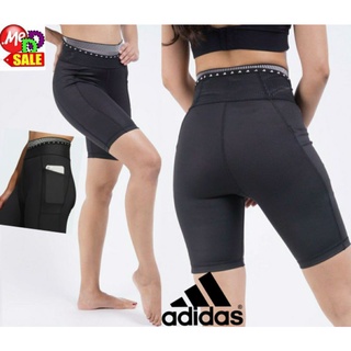 Adidas - ใหม่ กางเกงรัดกระชับกล้ามเนื้อรัดรูป เอวสูงสองชั้นแทรกผ้าตาข่าย ADIDAS TECHFIT HIGH-RISE TIGHTS GL0709 GM2857