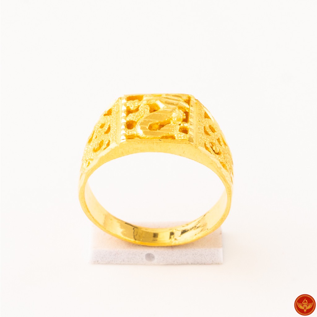 LSW แหวนทองคำแท้ 1 สลึง (3.79 กรัม) ลายฉลุมังกรสี่เหลี่ยม RC-75