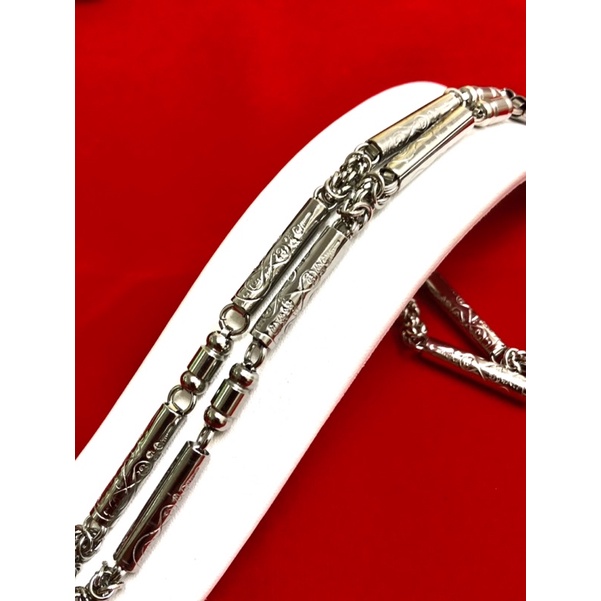 N003 สร้อยคอ ผู้ชาย สแตนเลสแท้ ลายยันต์ ยาว 26 นิ้ว แขวนห้อยพระ 1-10องค์ - รูปที่ 3