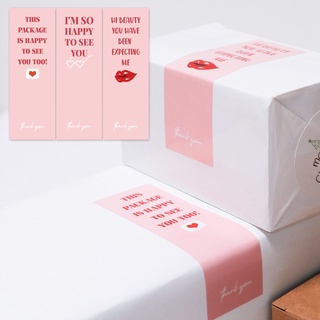 90 Pcs 3x9cm Pink Thank You Stickers "This Package Is Happy To See You Too" Labels For Small Business Personalized Package Gift Decor Sticker