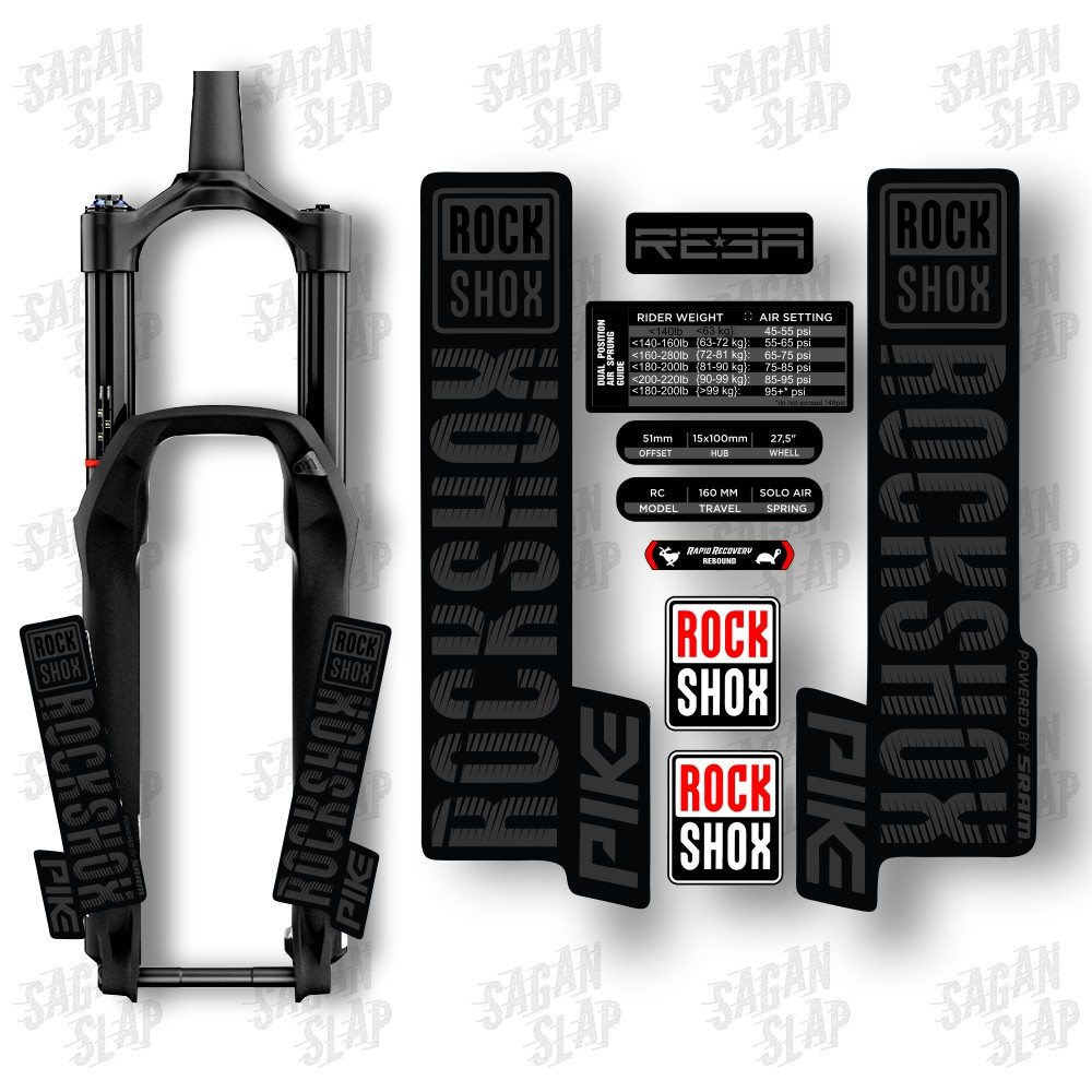 DARK GREY ROCKSHOX PIKE YARI REBA สติ๊กเกอร์ติดส้อมรูปลอก Mtb Downhill Bike Fork