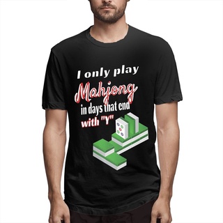 【100% cotton】เสื้อยืด ผ้าฝ้ายถัก พิมพ์ลาย I Only Playing Mahjong In s That End With Tiles น่ารัก สําหรับผู้ชาย ET56WRE29