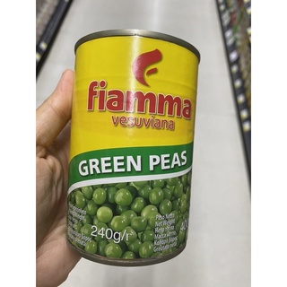 ถั่วลันเตา ในน้ำเกลือ ตรา ไฟมมา วีสุเวียนา 400 G. Green Peas In Brine ( Fiamma Vesuviana Brand )