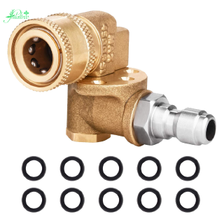 Quick Connecting Pivoting Coupler 180 Degree with 5 Angles and Safety Lock for Pressure Washer Spray Nozzle, Max 5000 PSI, 1/4 Inch Plug