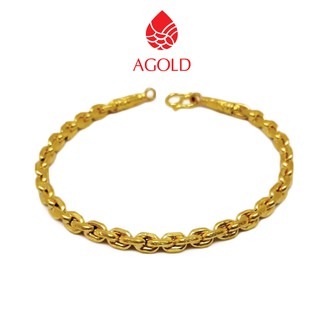 AGOLD สร้อยข้อมือทองลายโซ่โปร่ง น้ำหนักครึ่งสลึง (1.89 กรัม) ทองคำแท้ 96.5% (ยาว 17.5 ซม.)