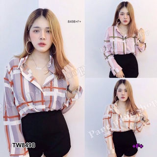 👗Pfashion [ส่งไว!!🚛] P8498  	Set เสื้อเชิ้ตลายสก็อต + กางเกงขาสั้น   Set plaid shirt + shorts