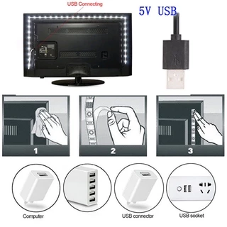 Dc5v แถบไฟ LED USB SMD3528 1 เมตร 2/3 เมตร 4/5 เมตร พร้อมเทปสวิตช์ไฟ LED สีขาวอบอุ่น สําหรับตกแต่งพื้นหลังทีวี ห้องนอน