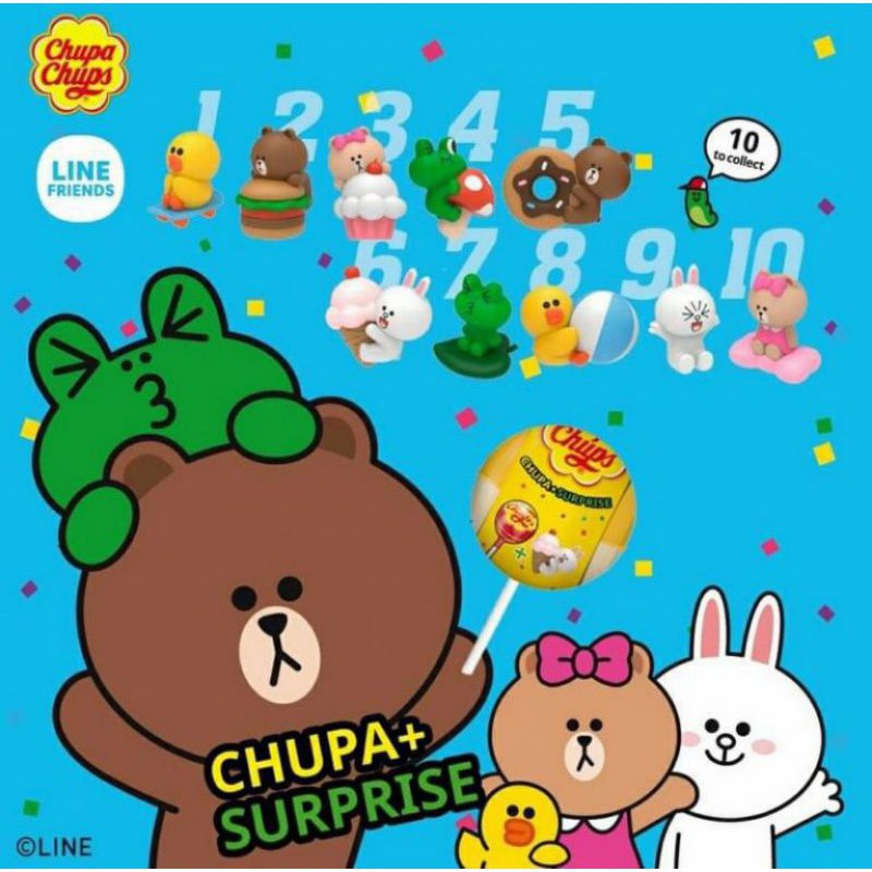 🔥ขายดีที่สุด🔥 จูปาจุ๊ปส์ เซอร์ไพร์ส Chupa Chups x line friends♡
