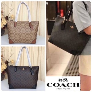 COACH ZIP TOP TOTE IN SIGNATURE CANVAS