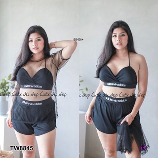 Set 3 ชิ้น #BigSize Bikini ผ้าไรก้า แต่งยางแบรนด์ดัง งานดีค่ะ มีเสื้อคลุมตาข่าย