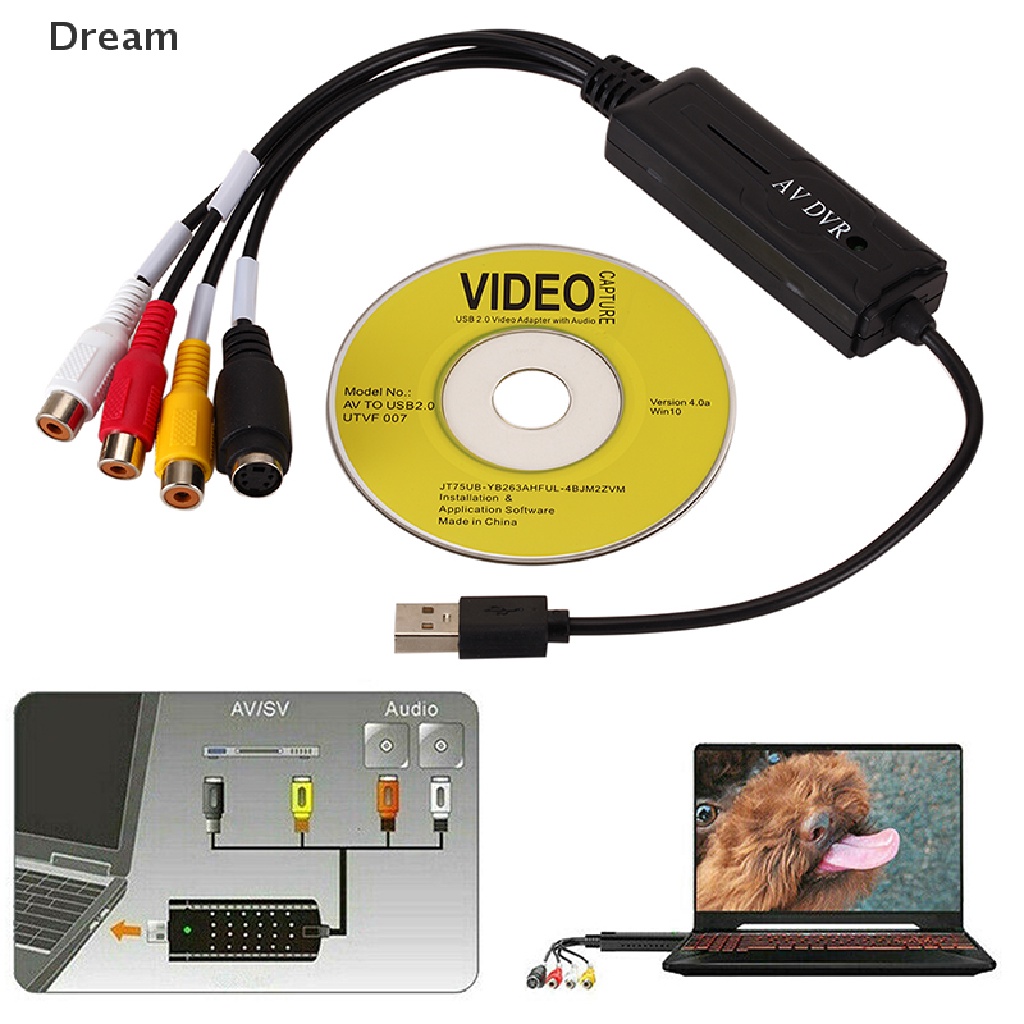  อะแดปเตอร์การ์ดแปลงเสียงวิดีโอ USB 2.0 RCA VHS เป็น DVD HDD TV Win 10 On