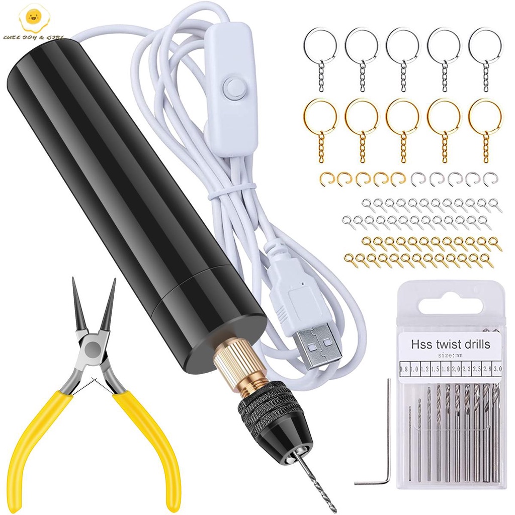 74pcs ชุดอุปกรณ์สว่านไฟฟ้า เรซิ่น ขนาดเล็ก พกพาง่าย ชาร์จ USB สําหรับทําเครื่องประดับ พวงกุญแจ DIY