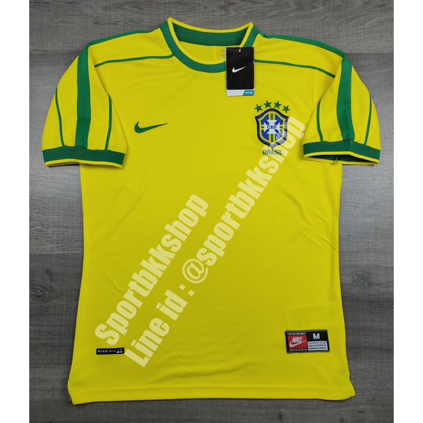 [Retro] - เสื้อฟุตบอล ย้อนยุค คลาสสิค Vintage Brazil Home บราซิล เหย้า ชุดบอลโลกปี 1998