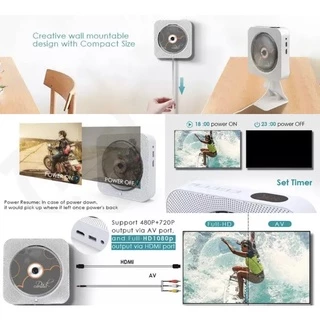 พร้อมส่ง เครื่องเล่น CD DVD Player Wall บลูทูธสเตอริโอเสียงการเรียนรู้ลำโพงไร้สายรีโมทคอนโทรล CD/DVD Mp3 FM วิทยุ