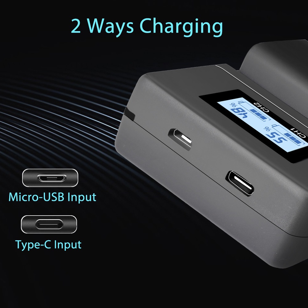 USB LCD Smart NP FW50 Camera Battery Charger for SONY Alpha A7 A7R A7S A5000 A6000 Ect Fast Dual